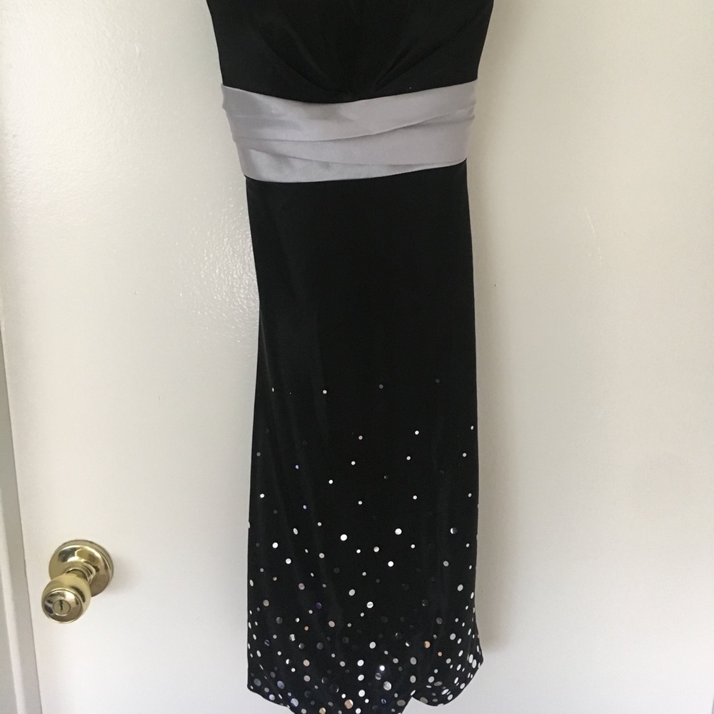 Black and silver homecoming or prom dress